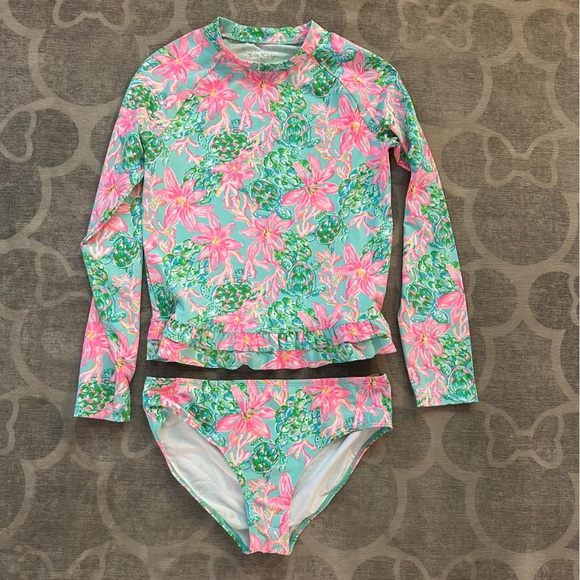 Lilly Pulitzer UPF 50 Ansley rashguard swim set - Picture 1 of 6